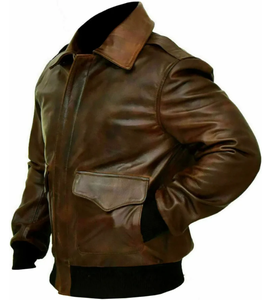 Veste d'hiver aviateur de qualité A Blouson aviateur en cuir de vol américain de haute qualité Design marron Fermeture à glissière Doublure respirante - Product Image 5