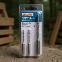 Brocas de 4 Espirales Makita Nemesis SDS Plus, 5 mm x 110 mm, Paquete de 1-6 Unidades