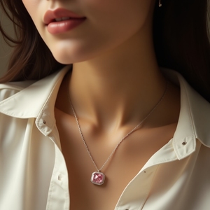 สร้อยคอจี้ทรงหกเหลี่ยมประดับพลอยสีขาวพีชแซฟไฟร์ทองคำขาว 10K ดีไซน์ทันสมัยไม่ซ้ำใคร เครื่องประดับทรงเรขาคณิตสั่งทำพิเศษสำหรับงานปาร์ตี้ - Product Image 4