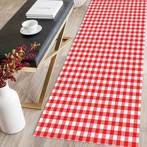 Tapis à carreaux rouges et blancs, tapis imprimé moderne pour la décoration de la maison, avec tapis à poils doux - Product Image 3