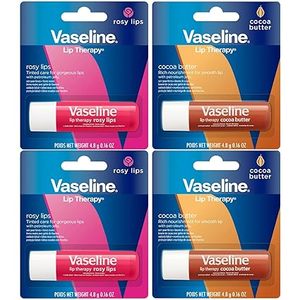 <b>Vaseline</b> <b>Lip</b> <b>Therapy</b> Variety 4 Pack <b>Rosy</b> <b>Lips</b> + Cocoa Butter Moisturizing <b>Lip</b> Balm with Vitamin E, 0.16 Oz Ea - Product Image 2