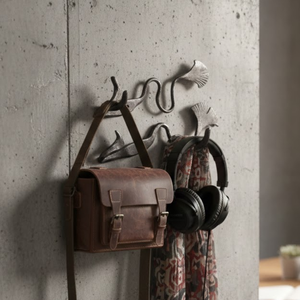 Crochet mural en fer poli personnalisé moderne |   Porte-vêtements mural décoratif, pour serviettes et organisation de chambre - Product Image 2