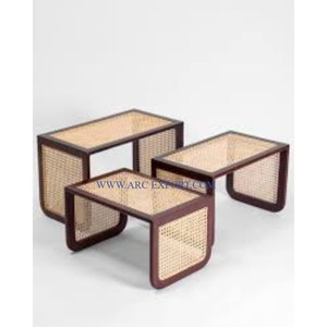 Juego de 3 muebles de ratán mesa auxiliar diferentes tamaños hecho a mano hogar decorativo yute ratán muebles de Hotel mesas de indio - Product Image 1