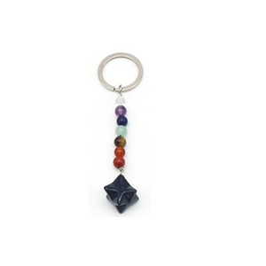 High quality Keychain Black agate Merkabah Star chakra bead <b>Key</b> Chine Natural Stone <b>Key</b> <b>Holder</b> Gifts for Women <b>Key</b> <b>Chain</b> - Product Image 2