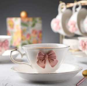 Romantic Blush Bow Porcelain Teacup Heirloom Collection: Pink Bow <b>Tea</b> <b>Set</b> Blush Bow & Gold Trim Teacup - Product Image 2