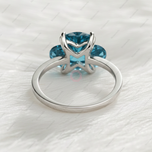 Anillos de Compromiso Solitario de Plata de Ley 925 con Diamantes Cultivados en Laboratorio con Corte Trébol Azul de Fantasía Navideña Originales, Certificados por GIA IGI, VVS VS - Product Image 3