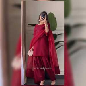 Thiết Kế Mới 3 Pcs Đảng Mặc Nhìn Top Farshi Salwar & Dupatta Crepe Lụa Với Giá thầu Tay Làm Việc Chuỗi Đa Kim Thêu - Product Image 1