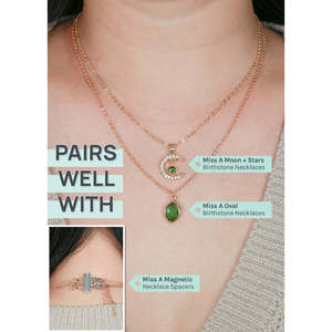 Collana A3shop Miss a Trendy con Catena a Maglie in Titanio Placcato Oro, Design Geometrico Luna e Stella con Pietre Principali in Diamante, Perla e Zircone - Product Image 1