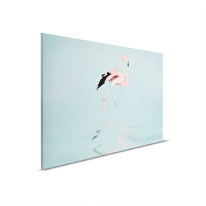 Hecho en Alemania-Cuadro de lienzo para decoración del hogar flamenco en el agua-pintura de pared Mural en azul y rosa-arte de marco de Camilla - Product Image 5