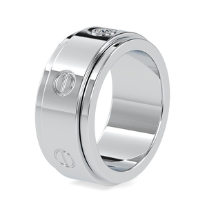 925 <b>Silver</b> Plated Moissanite Diamond <b>Men's</b> <b>Ring</b> Bold Style Everyday Elegance with Round Cut Stone Fine <b>Rings</b> Product - Product Image 3