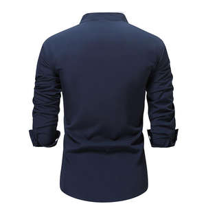 Chemise à manches longues en satin anti-rides pour homme, couleur unie, décontractée, grande taille, confortable, à porter au quotidien - Product Image 5