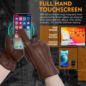 Service OEM Gants de conduite en cuir véritable Hiver Meilleures ventes Doux Respirant Bracelet de poignet réglable Compatible avec les écrans tactiles pour - Product Image 4