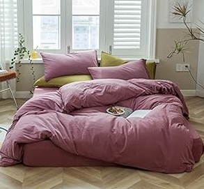 Sólido púrpura 200TC reina funda nórdica conjunto pálido malva Hotel Calidad Algodón ropa de cama hogar Hospital lavado edredón cubierta para - Product Image 1