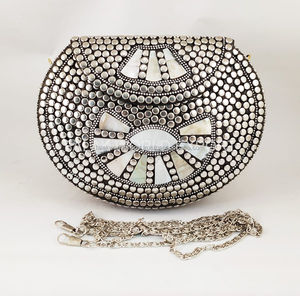 Handmade Exclusive Brass MOP Clutch <b>Bag</b> Vintage Designer Wood Handbag Envelope with Tassels for Bridal Parties Special Occasions - Product Image 3