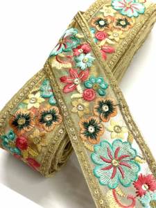 Customized Color Eco-Friendly Washable Flower Embroidery Organza Lace Trim for Women's Garments Deals in Wholesale - Product Image 3