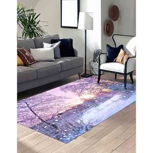 Tapis imprimé en 3D Snow View : moderne, épais, design paysage neigeux pour entrée, tapis en chenille - Product Image 2