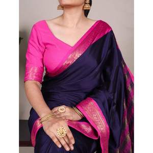 Sari de Algodón y Seda para Mujer, Elegante Vestido de Trabajo con Blusa, Ropa Femenina para Fiestas, Festivales y Uso Diario, Sari de Algodón Suave - Product Image 2