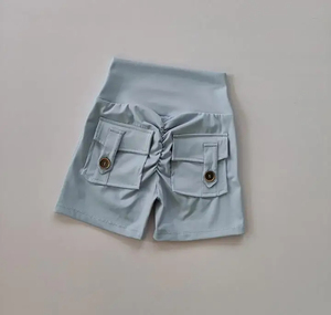 Pantalones cortos de Fitness sin costuras de cintura alta desnuda para mujer con bolsillos pantalones cortos de entrenamiento ajustados para levantamiento de cadera de melocotón para mujer - Product Image 4