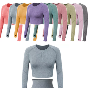 Logo personnalisé haut de compression de yoga à manches longues pour femmes chemise d'entraînement à séchage rapide OEM ODM haute élasticité pour la salle de sport et le fitness - Product Image 3