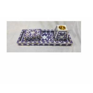 Vente chaude Motif Floral Nacre Plateau Ensemble Avec Bakhoor Brûleur et Boîte Brûleur D'encens Ensemble Thé Lumière Ensemble Artisanat Indien - Product Image 1