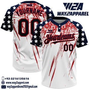 Maillot de baseball à deux boutons sublimé personnalisé chemises de maillot à boutons complets vêtements de sport avec votre logo - Product Image 1