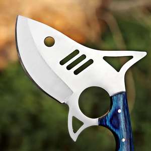 มีดทำมือคุณภาพสูงจากเหล็กดามัสกัส สำหรับล่าสัตว์/ตั้งแคมป์ ใช้สำหรับงานกลางแจ้ง ปอกหนัง  ปรับแต่งได้ รับผลิตแบบ OEM ใบมีดคงที่ - Product Image 3