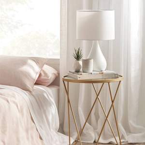 Rustic metal <b>side</b> <b>table</b> with glass <b>top</b> crafted for farmhouse style home and cozy corner designs - Product Image 1