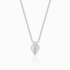 Pendentif en argent brillant à la mode losange avec chaîne de boîte plaquée or rhodium avec diamant perle zircon en alliage de laiton - Product Image 6