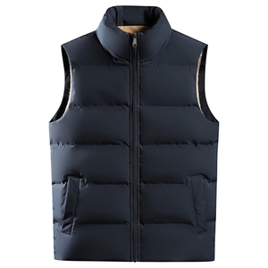 Top tendance respirant hommes 100% Nylon col montant conception de Logo personnalisé poches passepoilées couleur noire hommes sans manches gilets bouffants - Product Image 6