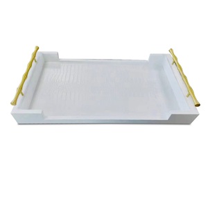 Bandeja de servicio de alta calidad con asas doradas Forma rectangular Vajilla Decoración de mesa Bandeja de servicio - Product Image 1