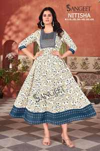 Magnifique robe Anarkali pour femmes, Kurtis en rayonne, robe Anarkali indienne, tenue de bureau, robe de soirée par Maruti Fashion - Product Image 3