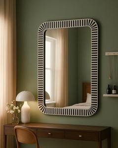 Espejo de Pared con Incrustaciones de Resina de la Mejor Calidad, Blanco y Negro con Incrustaciones de Hueso, Decoración del Hogar, Marco de Espejo de Pared con Incrustaciones de Resina de la Mejor Calidad - Product Image 4