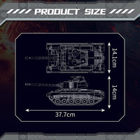 Mould King 20034/20035 Askeri Pershing Tankı Yapım Blokları Oyuncakları, APP Uzaktan Kumandalı Savaş Tankı Tuğlaları Çocuklar İçin