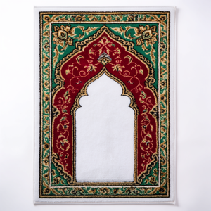 Tapis de prière en velours en gros OEM ODM - Ensemble cadeau de tapis islamique musulman haut de gamme avec pompon, fait main et écologique - Product Image 6