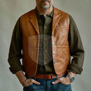 Chaleco de Cuero Transpirable de Alta Calidad para Hombre, Ropa de Abrigo Informal de Invierno, Servicio OEM, Opciones Personalizadas, Hecho en Pakistán - Product Image 2