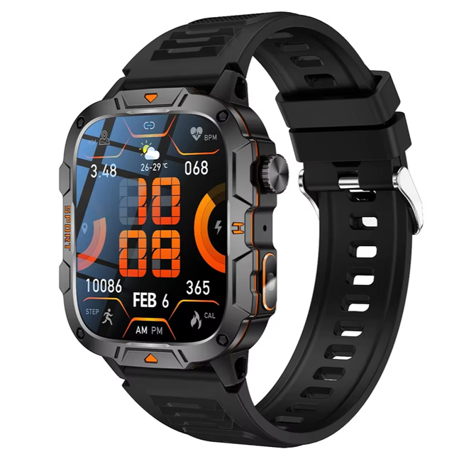 2025 FN05 QX12 Men's Fitness Tracker Smartwatch 1.96'' HD TFT LED IP68 Waterproof BT Calling HR BP SpO2 Silicone for Outdoor