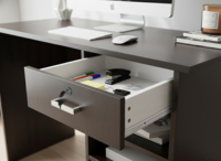 Bureau d'ordinateur moderne en wengé fabriqué en Malaisie, modèle WT0058, avec plateau en aggloméré de 15 mm, panneau MDF de 2,5 mm, surface en PU et tiroirs coulissants, idéal pour l'école et le bureau.