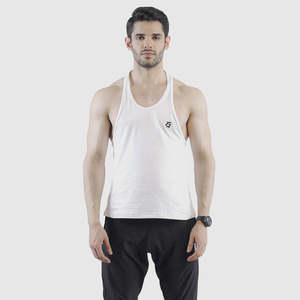 White Sporty Casual Tank <b>Top</b> Breathable Cotton Spandex Hood Collar 3D Rhinestone Embroidery Washed Technique XL Size Solid Print - Product Image 1