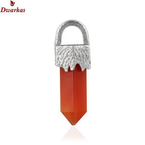 Vente chaude bijoux fins solide 925 argent sterling rouge onyx pierre précieuse crayon texture pendentif prêt stock en gros pas cher prix - Product Image 1