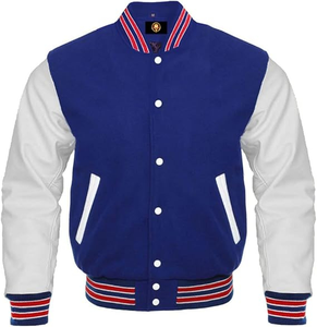 Men's Varsity <b>Baseball</b> <b>Bomber</b> <b>Jacket</b> Wool Body Customized Colors Front Logo High Street Style Winter - Product Image 5
