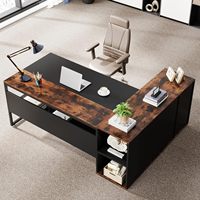 Meubles de bureau à domicile modernes et minimalistes en forme de L, grand poste de travail, bureau de direction, table d'ordinateur avec tiroirs