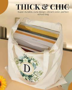 Bolsa de lona reutilizable de algodón grande, ecológica, con diseño de letras y logotipo, duradera para compras, de alta calidad, con MOQ bajo. - Product Image 3