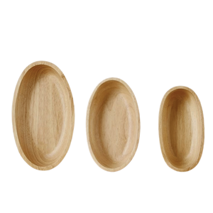 Bol à salade ovale en bois d'acacia de style agréable bol de service en bois naturel avec jambe ustensiles de cuisine en gros du Vietnam - Product Image 2