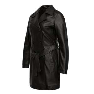 Manteau long en cuir de vachette de qualité supérieure pour femmes, coupe-vent, col montant, WLC02, pour la saison d'automne - Product Image 1