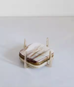 Sous-verres en corne Meilleure qualité Ustensiles de cuisine de table Sous-verres en pierre naturelle en corne Ensemble de sous-verres en corne de vente chaude par l'artisanat en croissant - Product Image 4