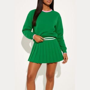 Conjunto de Shorts y Sudadera para Mujer, por Encima de la Rodilla, Color Sólido, Cintura Elástica, Ajuste Cómodo y Relajado, Dos Piezas, Transpirable - Product Image 5