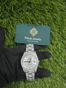 Reloj con Diamantes Moissanite, Relojes con Incrustaciones de Diamantes, Reloj de Lujo Totalmente Automático con Incrustaciones de Diamantes Moissanite VVV - Product Image 5