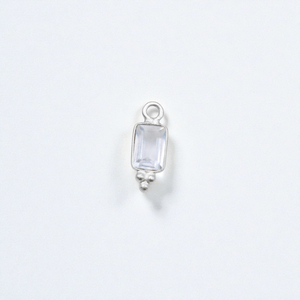 Vente en gros d'usine, charme en cristal de quartz rectangulaire de haute qualité, pierre précieuse, argent sterling pour la fabrication de bijoux minimalistes en DIY - Product Image 1