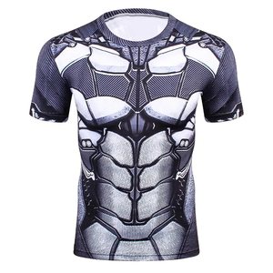 Men's Half Sleeve Rash Guard Fitness Quick Dry Swim Wear <b>Black</b> Sublimated Fabric with <b>Compression</b> <b>Shirts</b> - Product Image 3