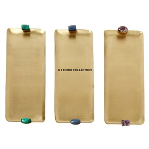 Ensemble tendance de 3 plateaux de service en métal plaqué or pour restaurant, mariages, cafés, desserts et chocolat, plateau japonais - Product Image 1